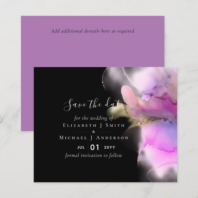 Budget Watercolor Wedding Abstract Save Dates (Devant / Derrière)