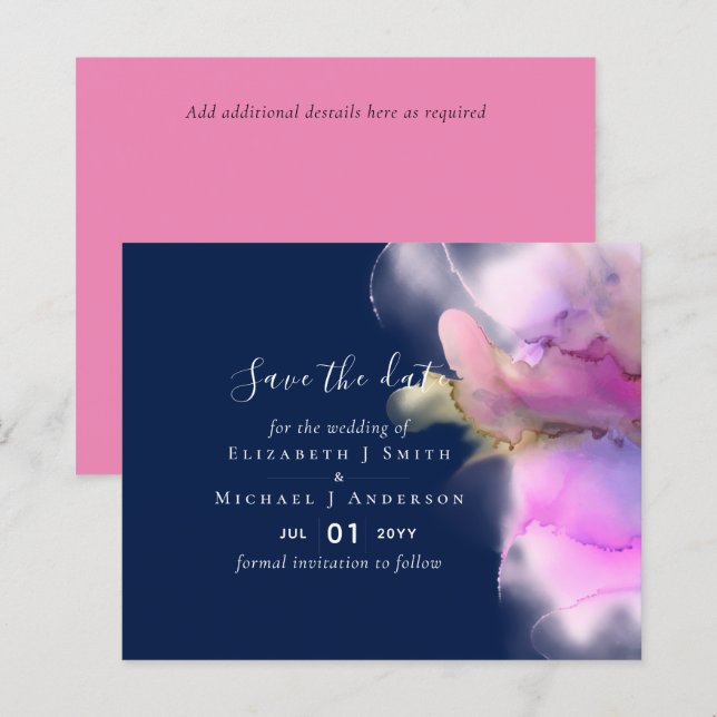 Budget Watercolor Wedding Abstract Save Dates (Devant / Derrière)