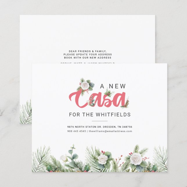 Budget Weight Moved Floral Berry Moving Faire-part (Devant / Derrière)