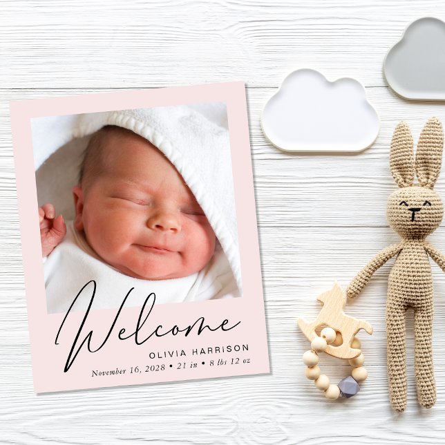 Budget Welcome 4 Faire-part de naissance rose phot (Créateur téléchargé)