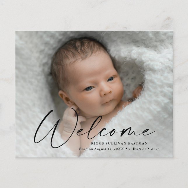 Budget Welcome Baby Photo Carte de remerciements (Devant)