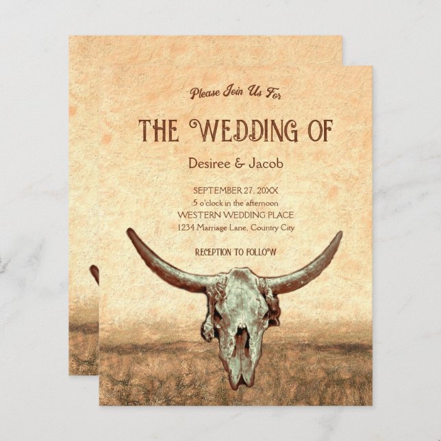 Budget Western Rustic Country Bull Skull (Devant / Derrière)