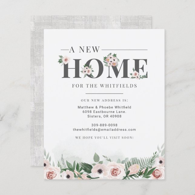 Budget Weve Moved Floral Moving Faire-part (Devant / Derrière)