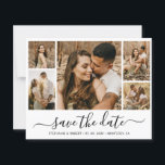Budget Whimsical Calligraphie Photo Enregistrer La<br><div class="desc">Élégant budget Moderne Minimaliste Calligraphie Script 5 Collage de photos Enregistrer les cartes de dates en noir et blanc. Ce design romantique et délicat est parfait pour un mariage moderne. Caractéristiques 5 (cinq) grille photo collage, une calligraphie whimsical dans la main lettré style swash tail police. Facile à personnaliser avec...</div>