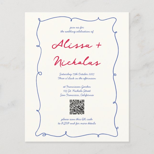 Budget Whimsical Colorful Monogramme QR code Maria (Devant)