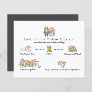 BUDGET Whimsical Day of Mariage Timeline Invitatio