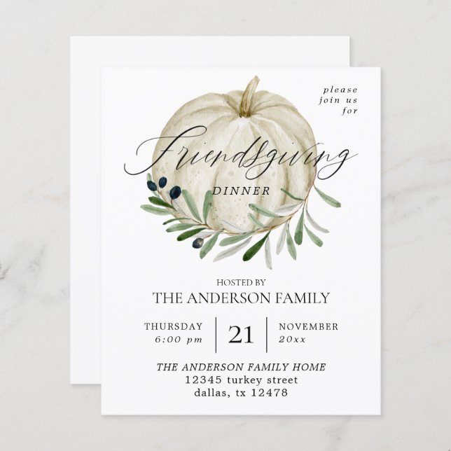 Budget White Citrouille Friendsgiving (Devant / Derrière)