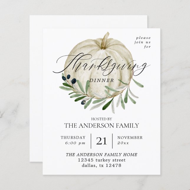 Budget White Citrouille Thanksgiving (Devant / Derrière)