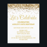 Budget White & Gold 30th Birthday Party Invitation<br><div class="desc">Invitation de la Parties scintillant blanche et or,  Budget 30ème anniversaire invitation,  Fêtons Trente n'importe quel âge,  Quarantième Cinquante-Soixante,  Personnalisé 21ème 40ème 60ème,  Élégant jalon Trentième Sweet 16,  Personnalisé 18ème Glam Golden Confetti,  Calligraphie adulte Design moderne écriture,  ic tendance simple pour elle,  Bling 16e quinceanera 15e célébration</div>
