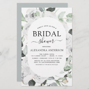 Budget White Rose Fête des mariées Floral Invitati