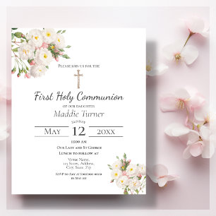 Budget White Rose Première communion Invitation
