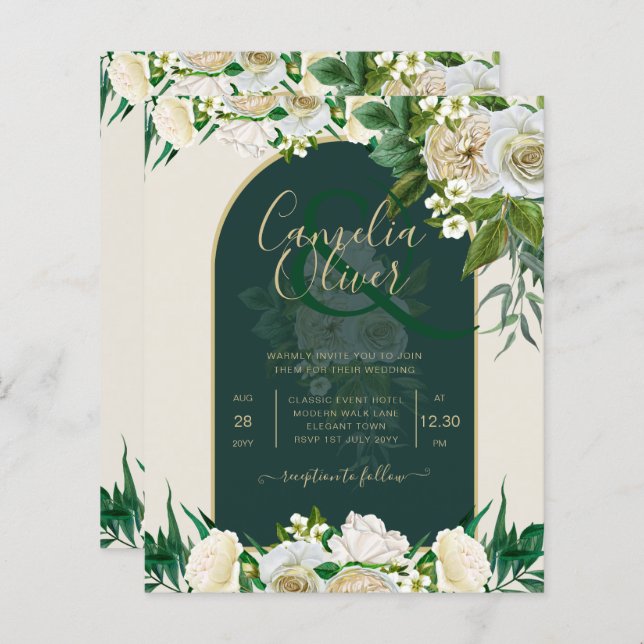 BUDGET White Roses Forêt Vert Mariage d'hiver INV (Devant / Derrière)