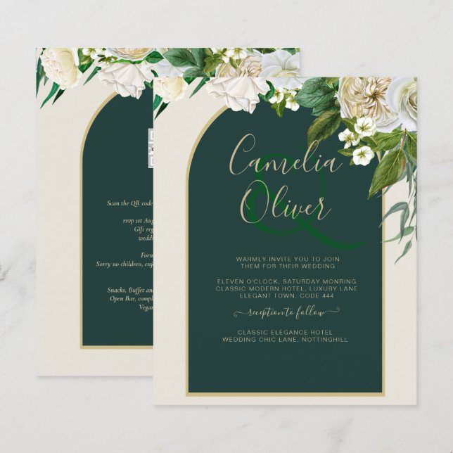 BUDGET White Roses Forêt Vert Mariage d'hiver INV (Devant / Derrière)
