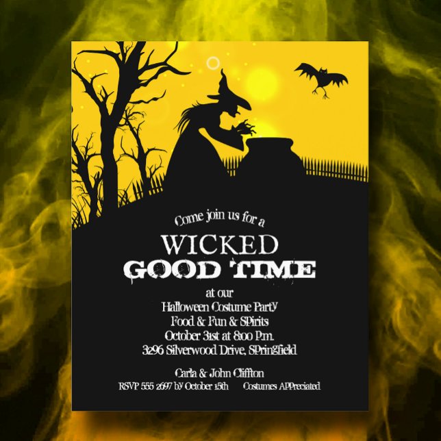 Budget Wicked Witch Silhouette Halloween Invitatio (Budget Wicked Witch Silhouette Halloween Invitations on value 110 lb  paper)