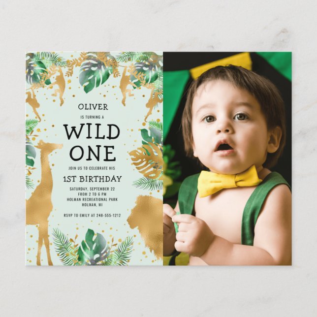 Budget Wild One Photo Green Gold Anniversaire (Devant)