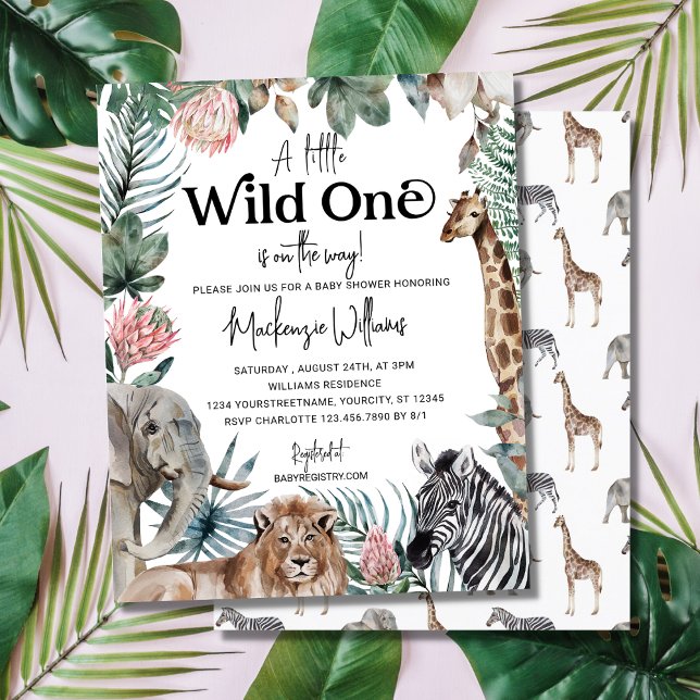 Budget Wild One Safari Animaux Baby shower Invitat (Créateur téléchargé)