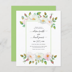 BUDGET Wild rose vert faire-part de mariage