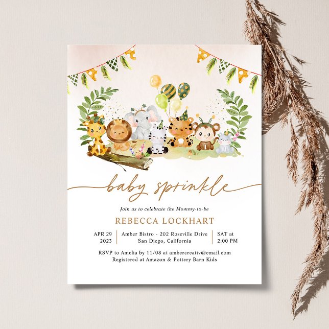 Budget Wild Safari Girl Baby Sprinkle invitation (Créateur téléchargé)