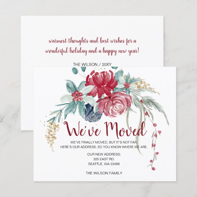 Budget Winter Berries Rustic Moving Carte de vacan (Devant / Derrière)