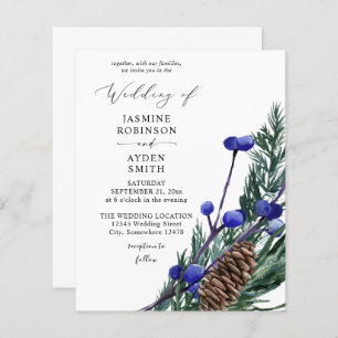 Budget Winter Blue Berries & Pine Greenery Mariage