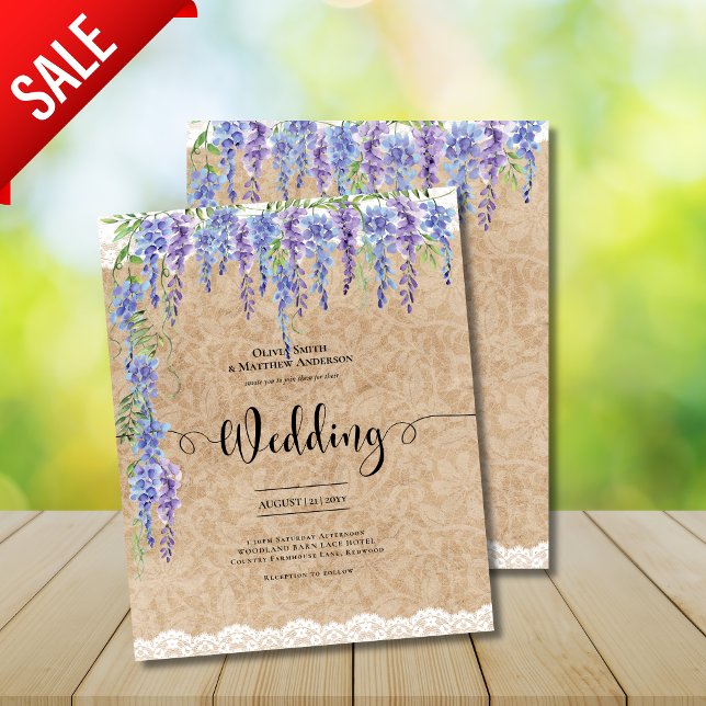 Budget Wisteria Floral Mariage Rustic Kraft dentel (Créateur téléchargé)