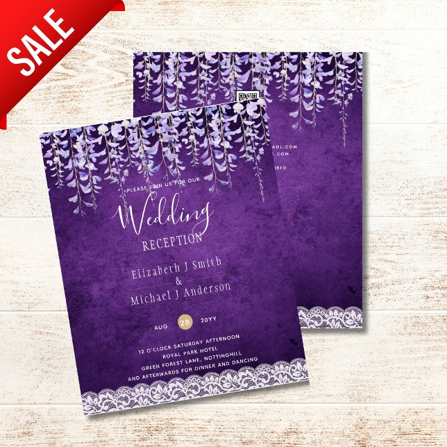BUDGET Wisteria Purple Floral Lace Mariage INVITE (Créateur téléchargé)