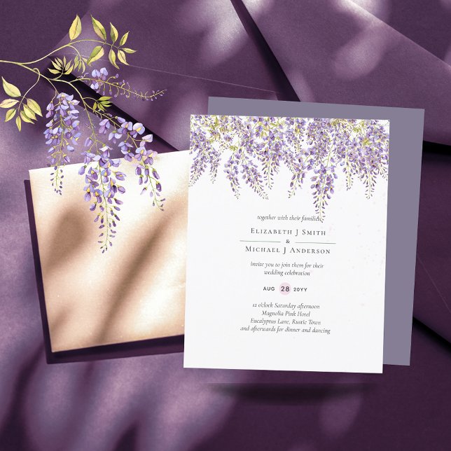 BUDGET Wisteria Purple Floral Wedding Invite (Créateur téléchargé)