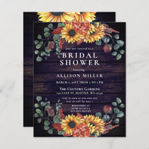 Budget Wood Sunflowers Invitation de douche nuptia