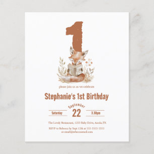 Budget Woodland Fox Lire un livre 1er anniversaire