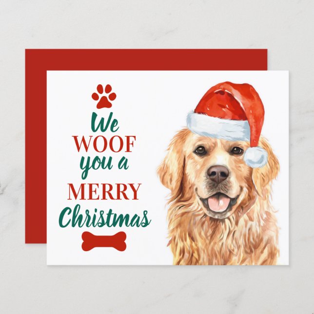 Budget Woof Joyeux Noël Chien Golden Retriever (Devant / Derrière)