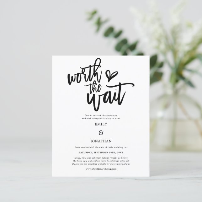 Budget Worth the Wait Wedding Enregistrer la date (Debout devant)