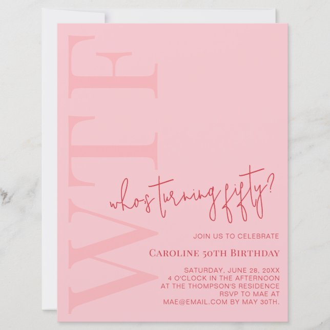 Budget WTF Who's Turning Fifty | Pink Red Birthday (Devant)