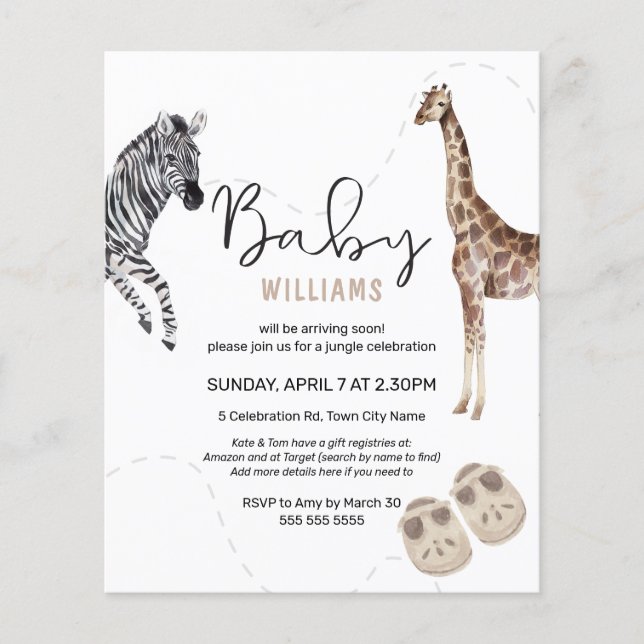 Budget Zebra Safari Baby shower animal neutre (Devant)