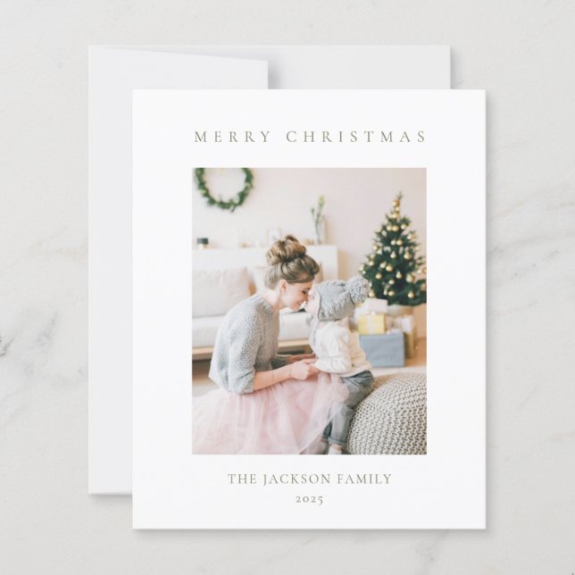 BUDGETMinimalist Olive Green Merry Christmas Photo (Devant)