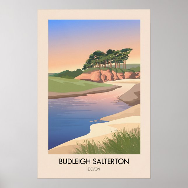 Budleigh Salterton Devon Seaside Travel Poster (Devant)