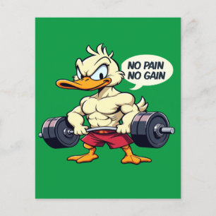Buff Duck No Pain No Gain Gym Entraînement Cartoon