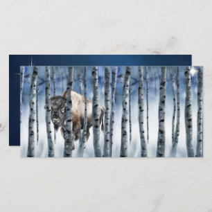 Buffalo Bison Winter Woods avec carte de vacances