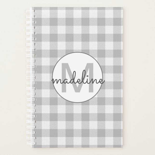Buffalo Check|Plaid Grey Monogramme Farmhouse (Devant)
