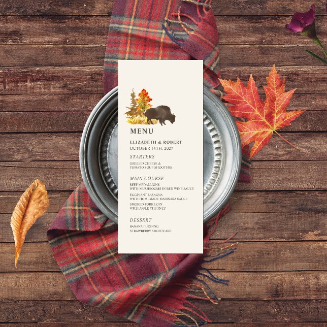 Buffalo Fall Foliing Bison Autumn Menu Mariage (Créateur téléchargé)