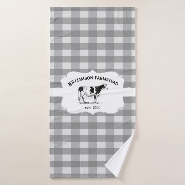 Buffalo Gris Plaid Agritourisme Vache Serviette En (Serviette de bain)