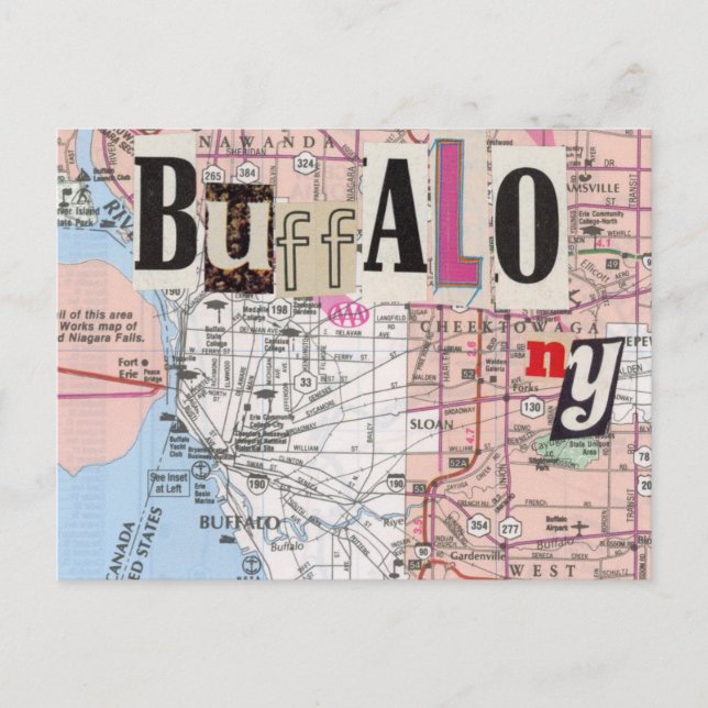Buffalo NY Maps carte postale collage (Devant)