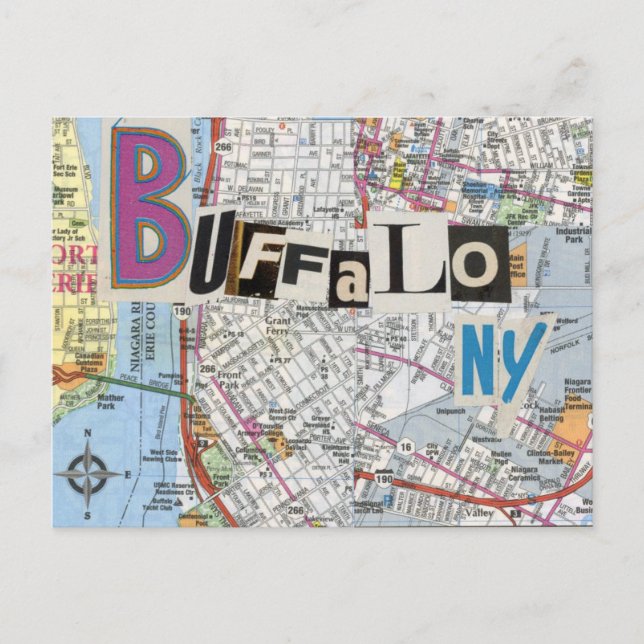 Buffalo NY Maps Carte postale Collage 37 (Devant)