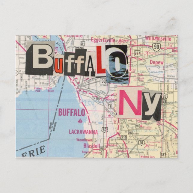 Buffalo NY Maps Carte postale Collage 39 (Devant)