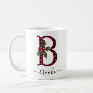 Buffalo Plaid B Monogram Christmas Coffee Mug