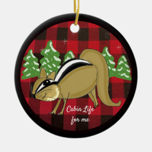 Buffalo Plaid Bois Cabine Vie Ornement en céramiqu