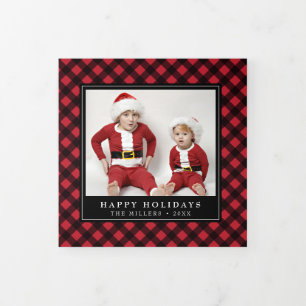 Buffalo Plaid Christmas Holiday Triple Carte photo