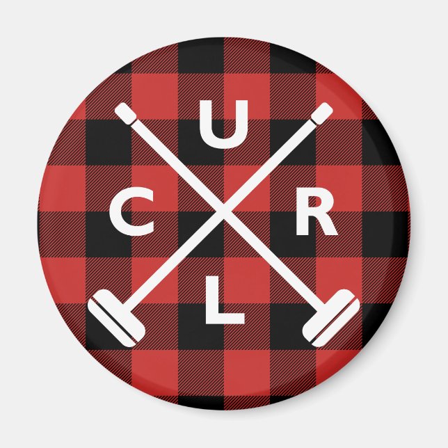Buffalo Plaid Crossé Pièces Magnet - Rouge (Devant)