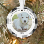 Buffalo Plaid First Christmas Photo ornament<br><div class="desc">Buffalo plaid background with custom photo and sign "First Christmas with my Family" to make this time mémorable. Customise it with selected photos of your choice,  year and monogram to make it special ornament on your family tree</div>
