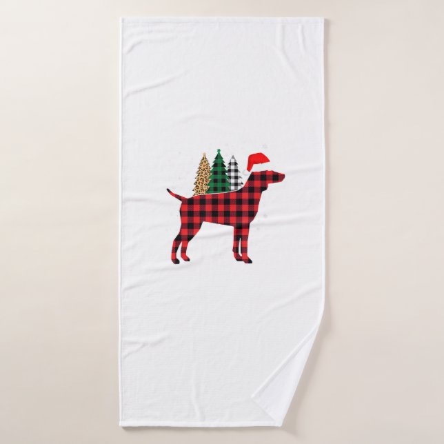 Buffalo Plaid German Pointer Dointer Tree Christma (Serviette de bain)