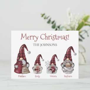 Buffalo Plaid Gnome Famille Personnalisée Noël
